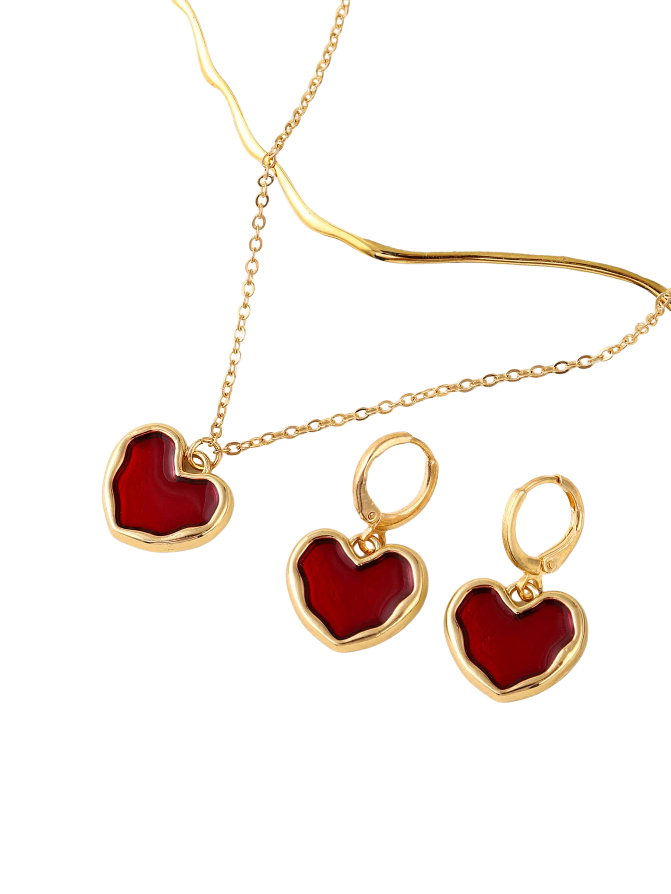 Heart Drop Necklace & Earrings set