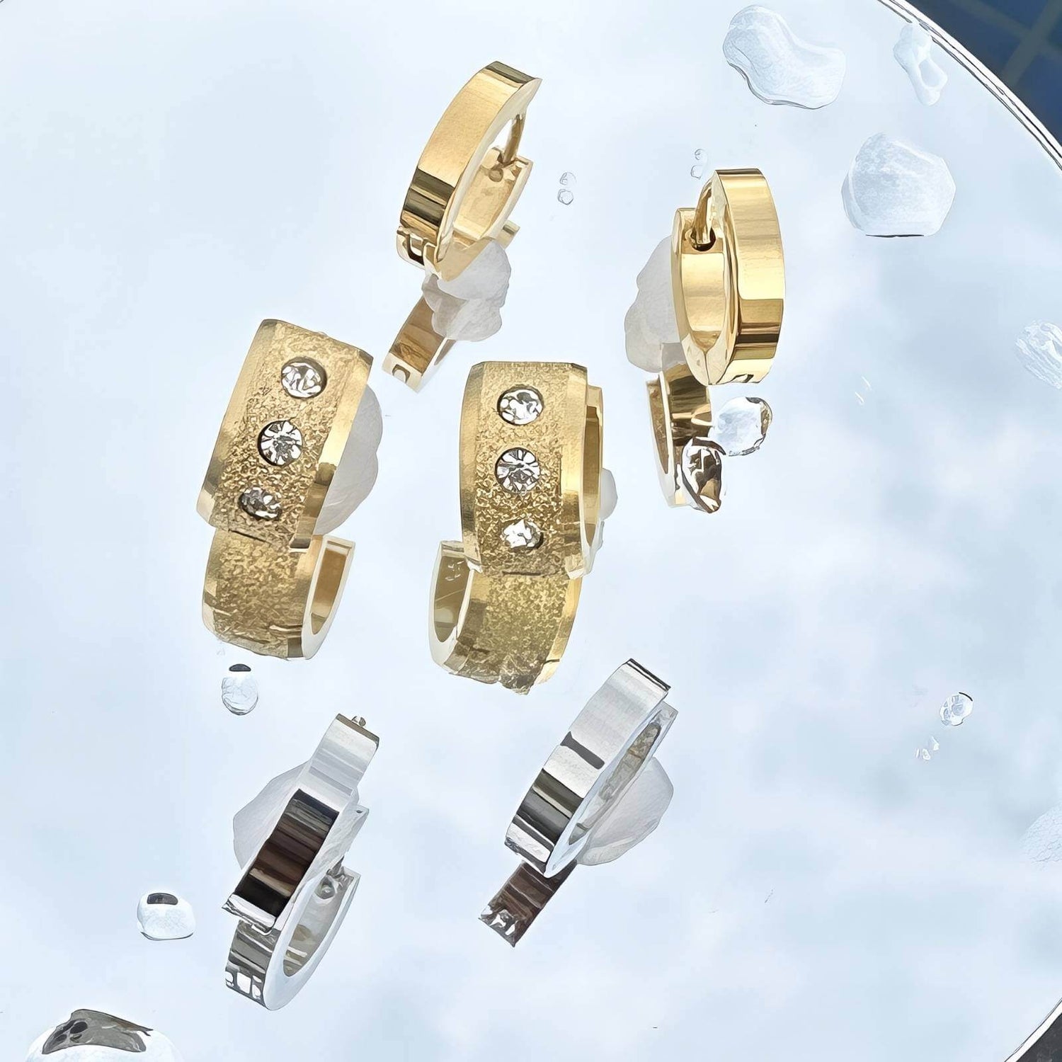 Classic Hoop Earrings, 18K Gold Plated Steel