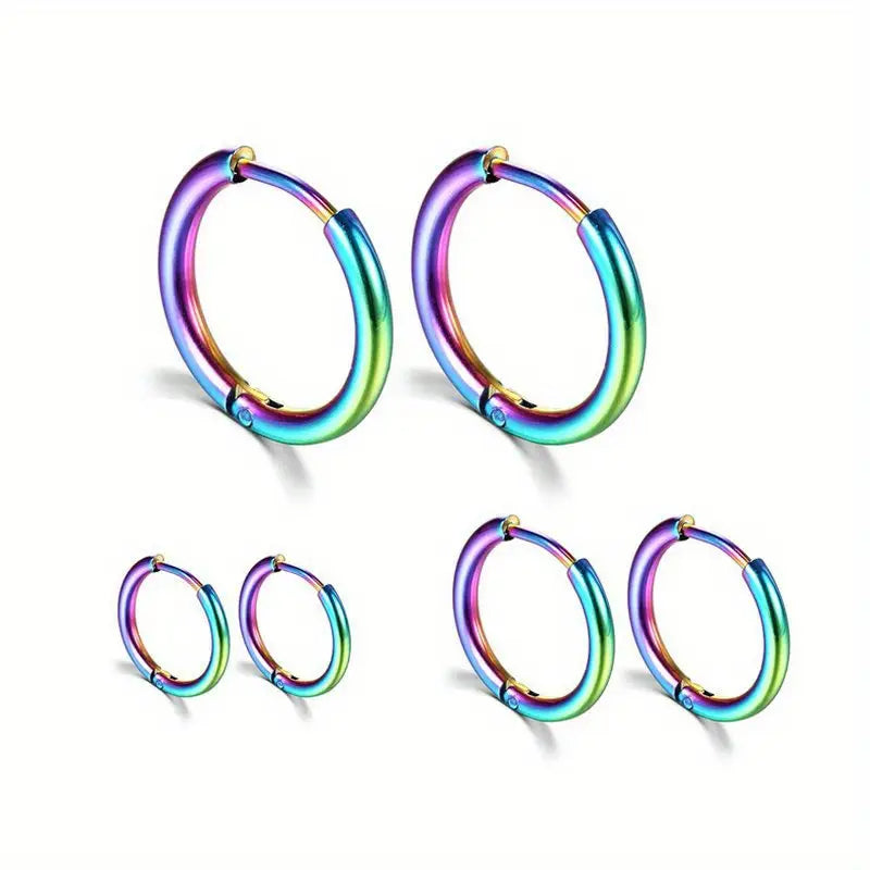 Rainbow Stainless Steel Hoop Earrings