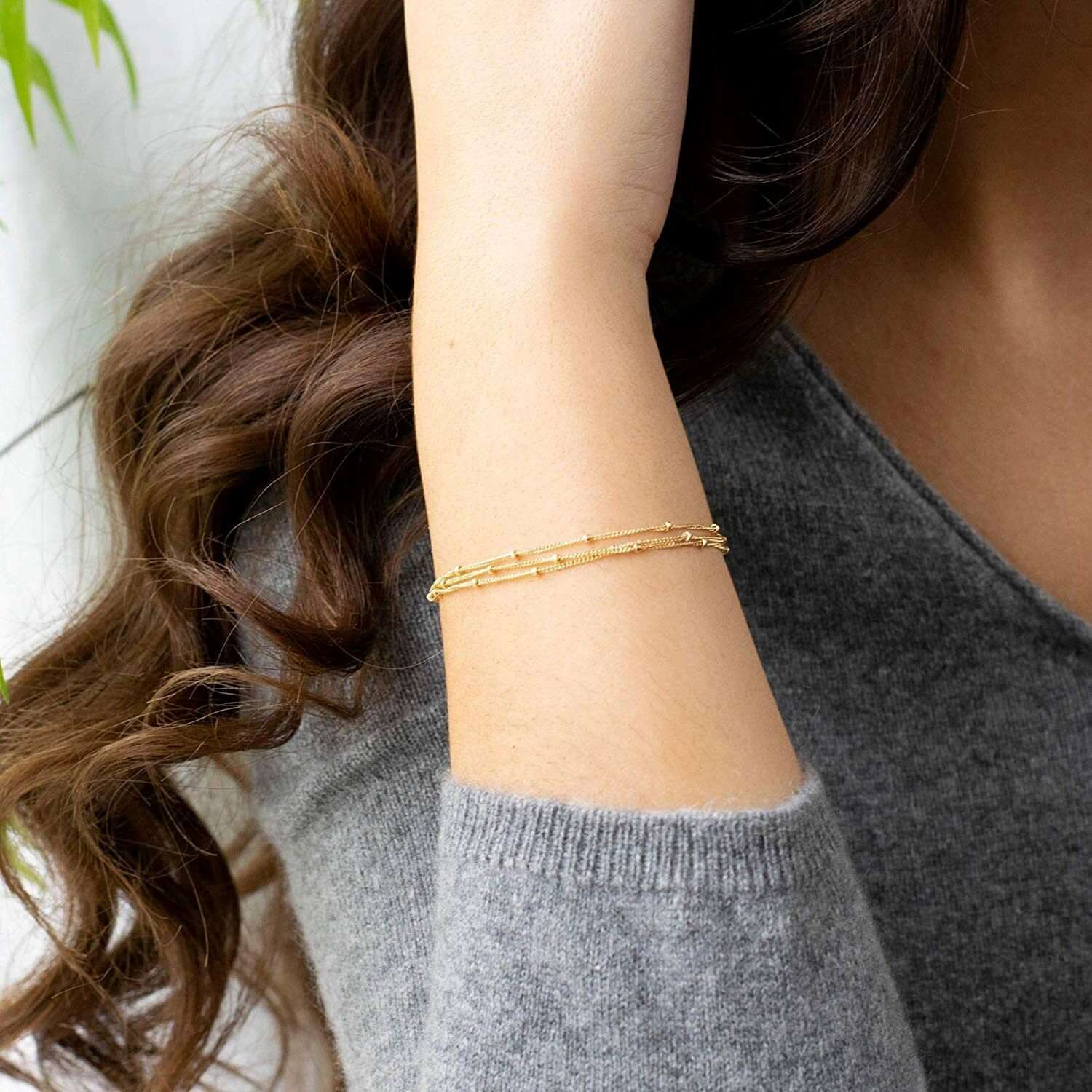 Triple Layer Gold Bracelet – 18K Plated with Crystal back Drop