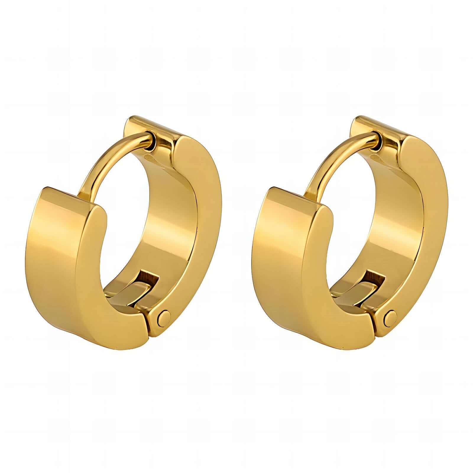 Classic Hoop Earrings, 18K Gold Plated Steel