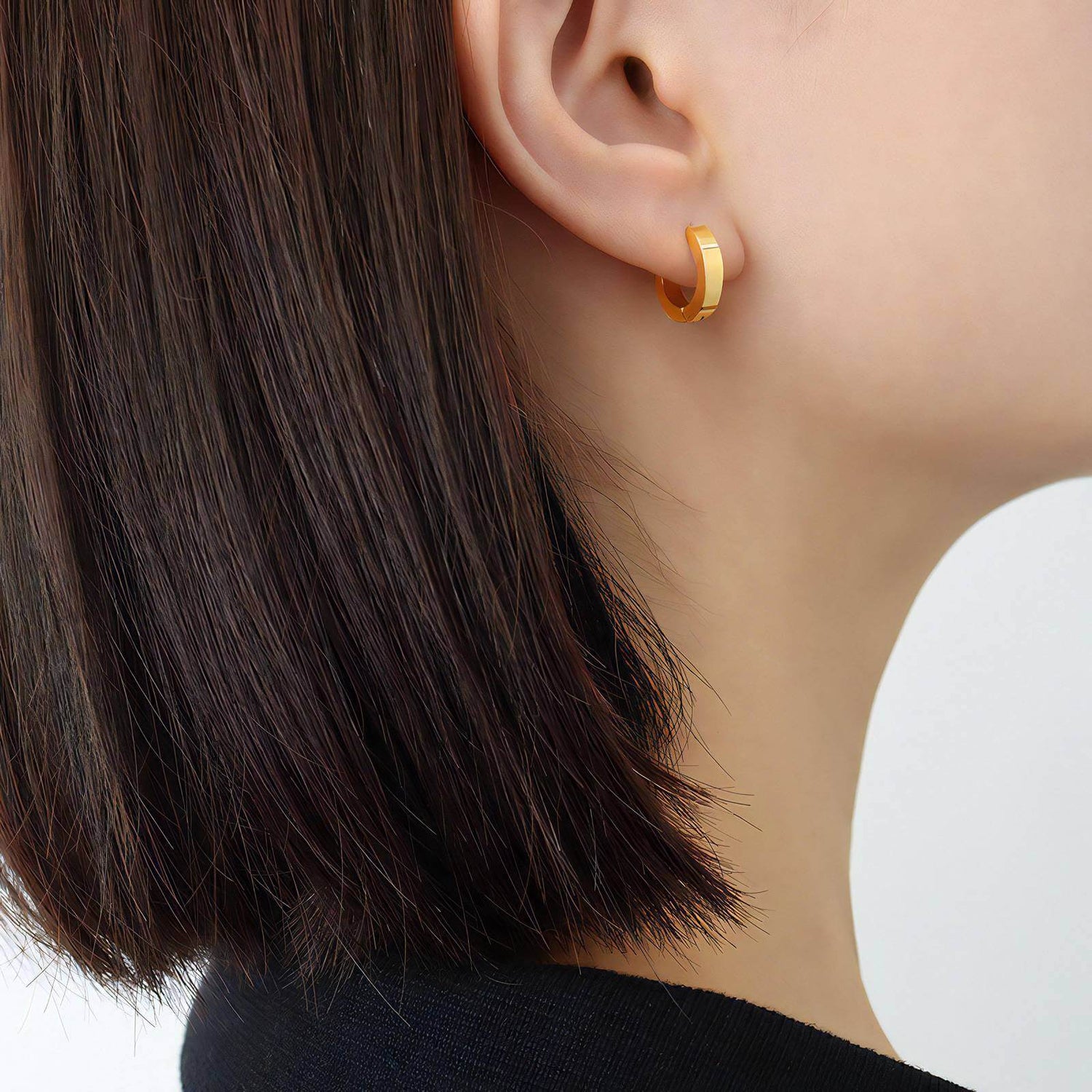 Classic Hoop Earrings, 18K Gold Plated Steel