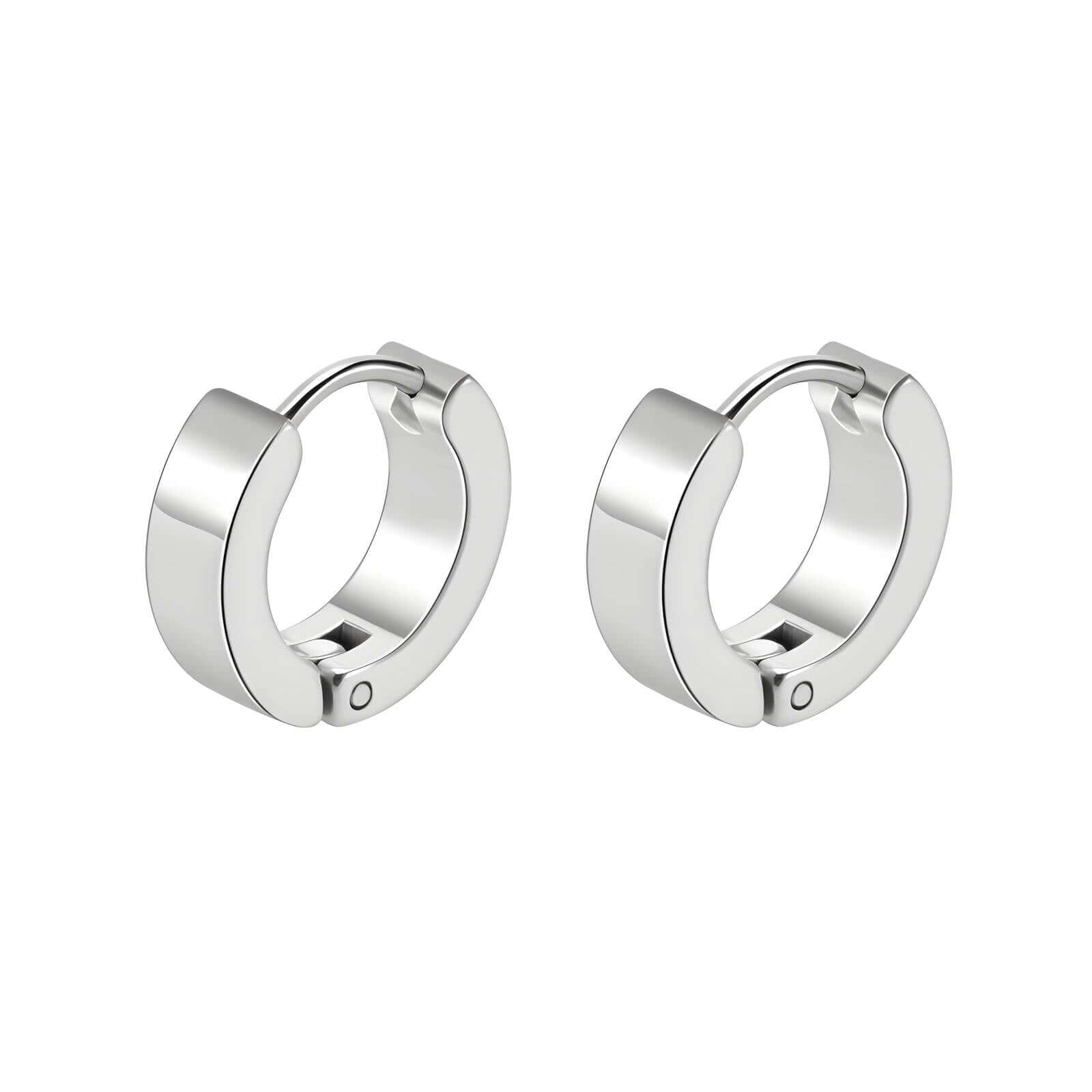 Classic Silver Hoop Earrings, 18K Gold Plated Steel