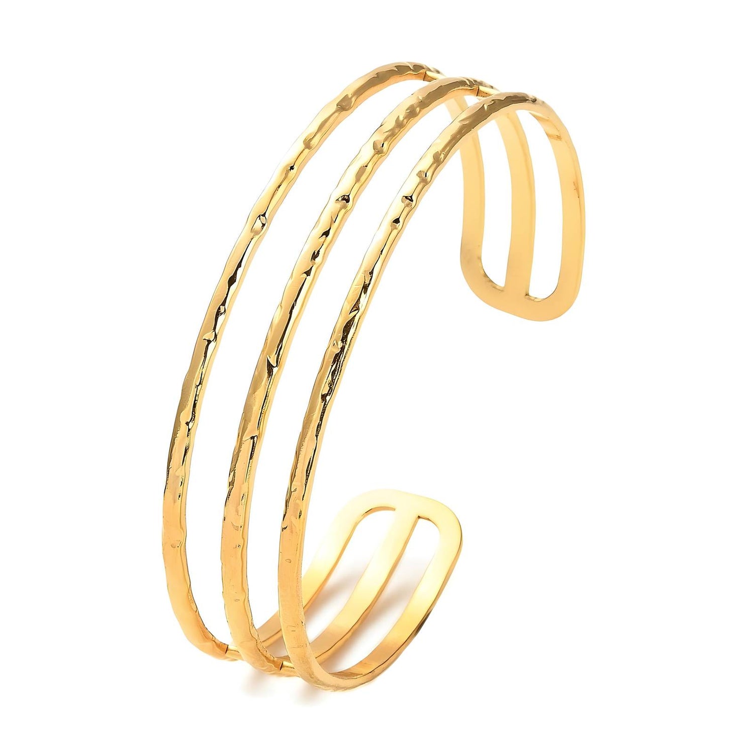 Triple Bar Cuff Bracelet – 18K Gold Plated Stainless Steel
