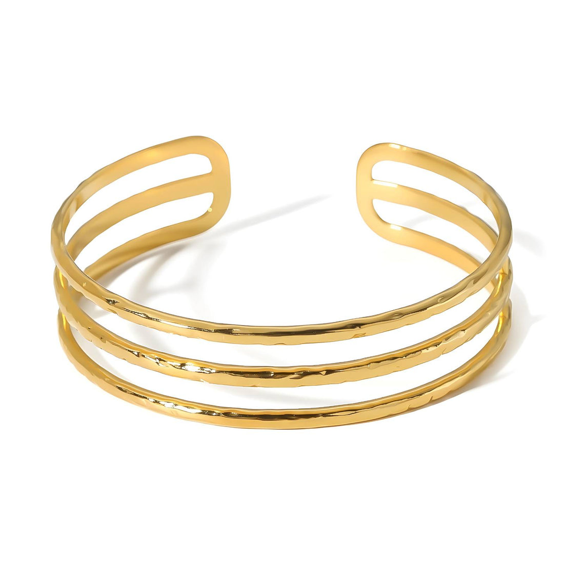 Triple Bar Cuff Bracelet – 18K Gold Plated Stainless Steel