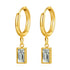 Rectangular Drop Hoop Earrings, 18K Gold Plated Steel