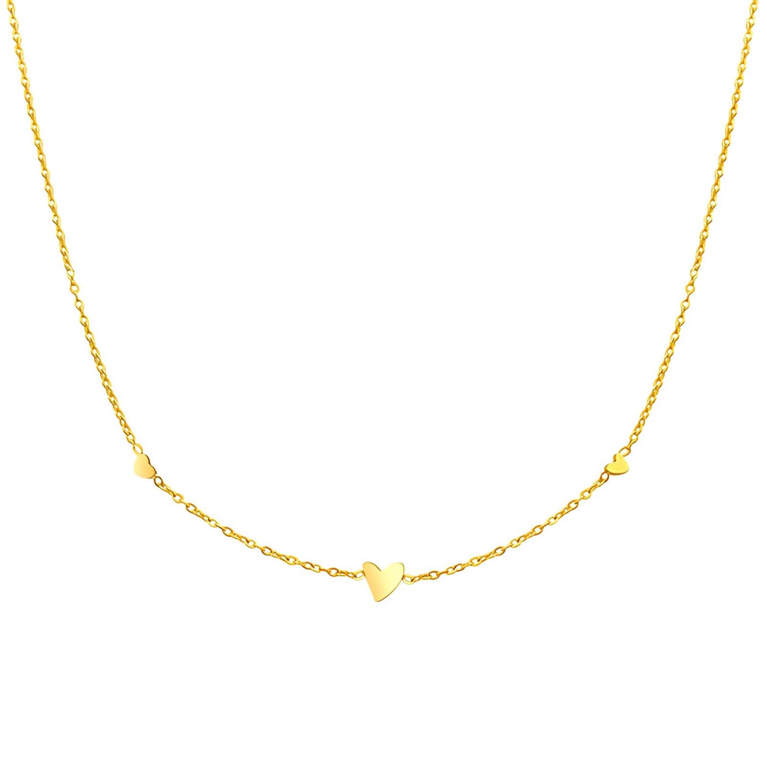 Hearts Necklace, 18K Gold Plated Steel