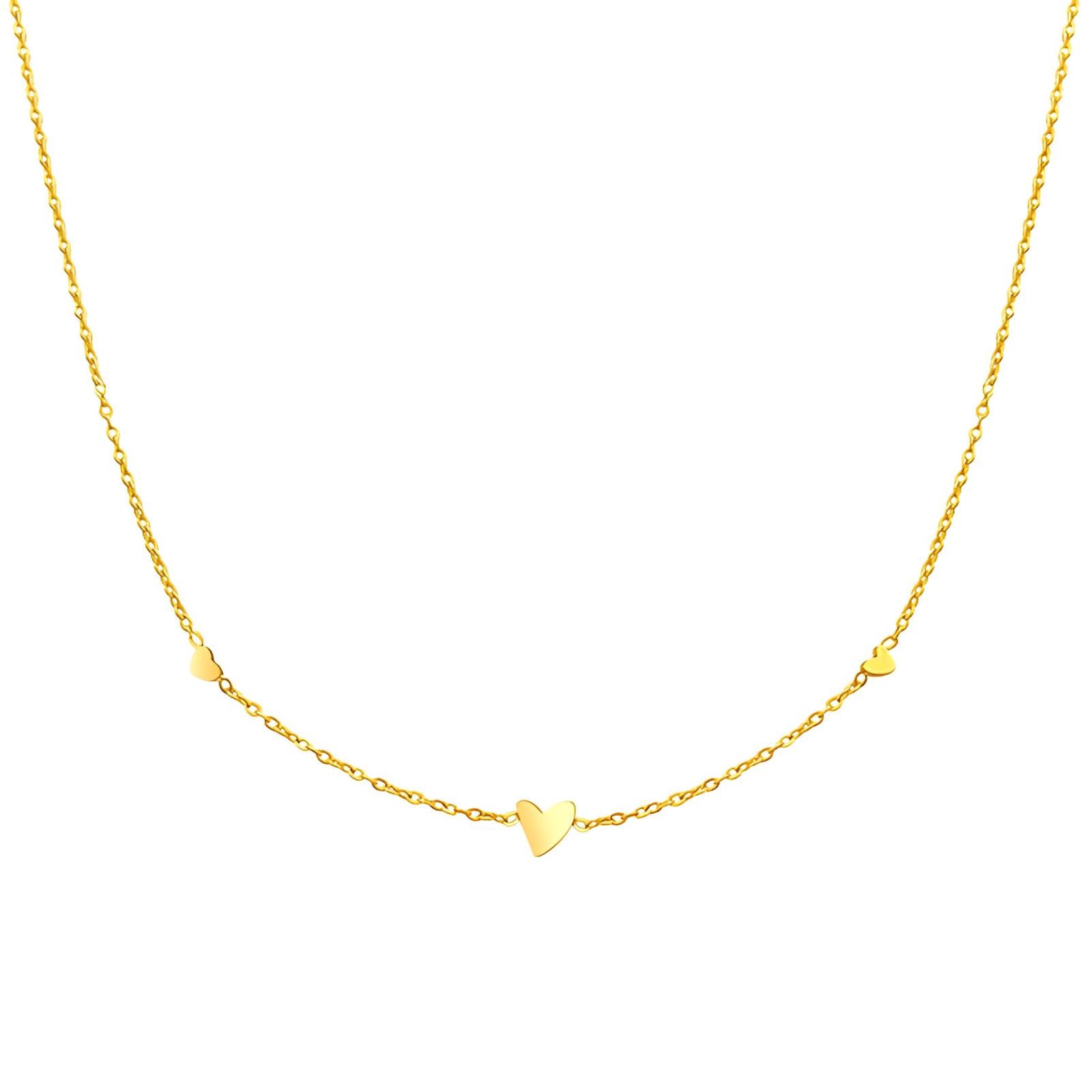 Hearts Necklace, 18K Gold Plated Steel