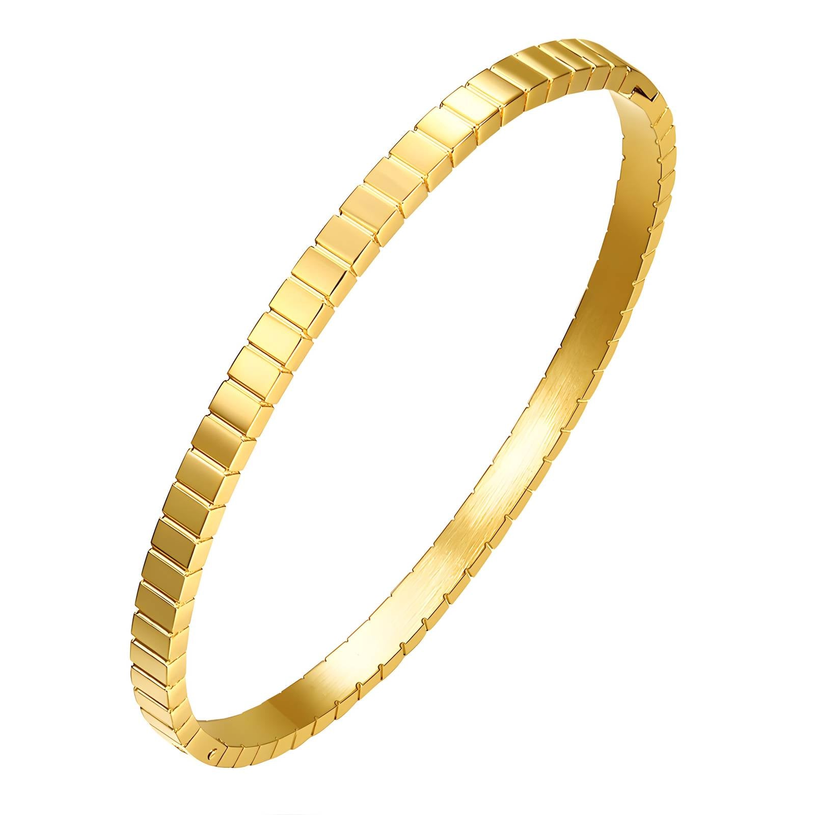 Tile Texture Bangle – 18K Gold Plated Stainless Steel