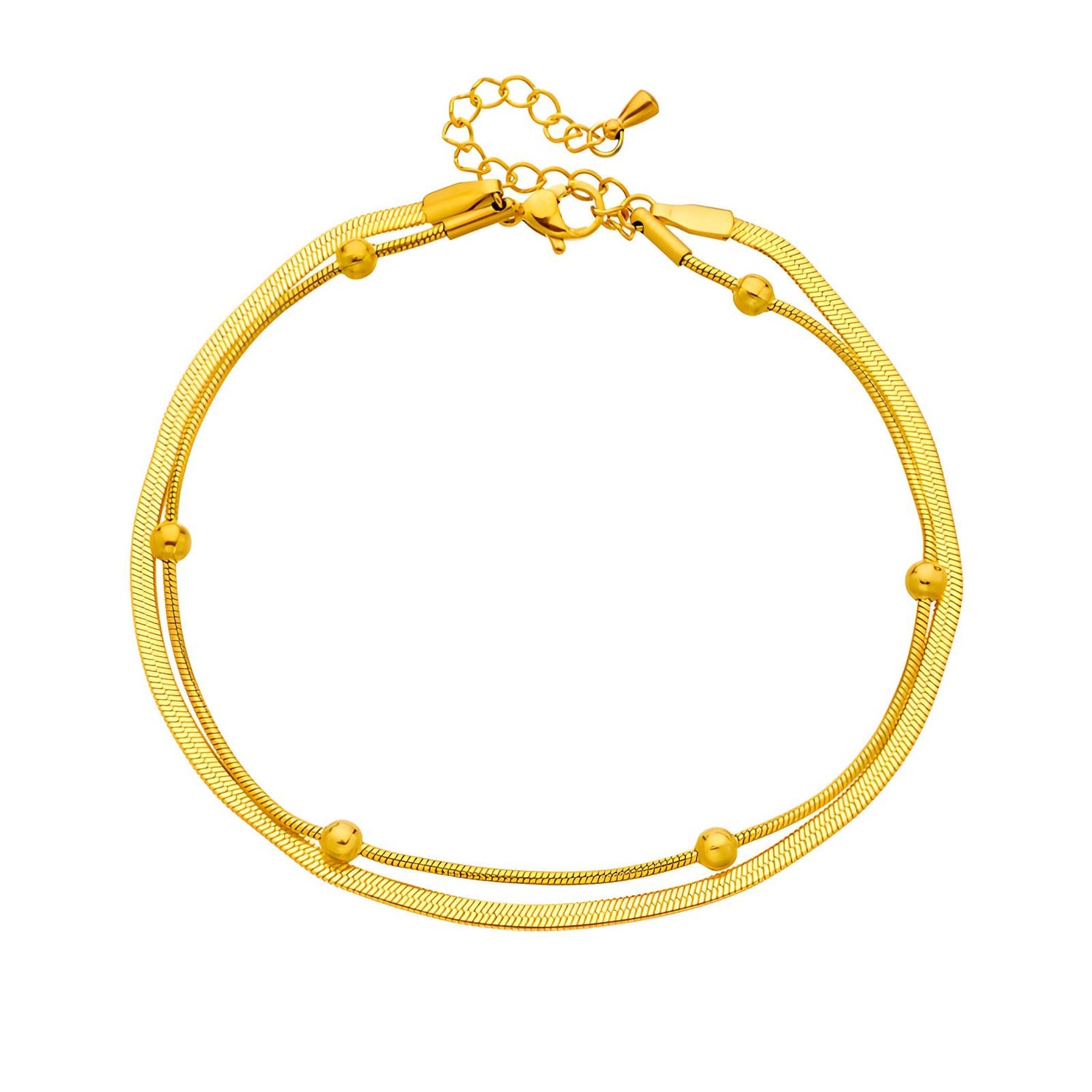Double-layered snake chain Anklet – 18K Gold Plated Steel