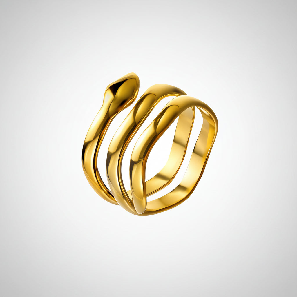 Snake Ring, 18K Gold Plated Steel