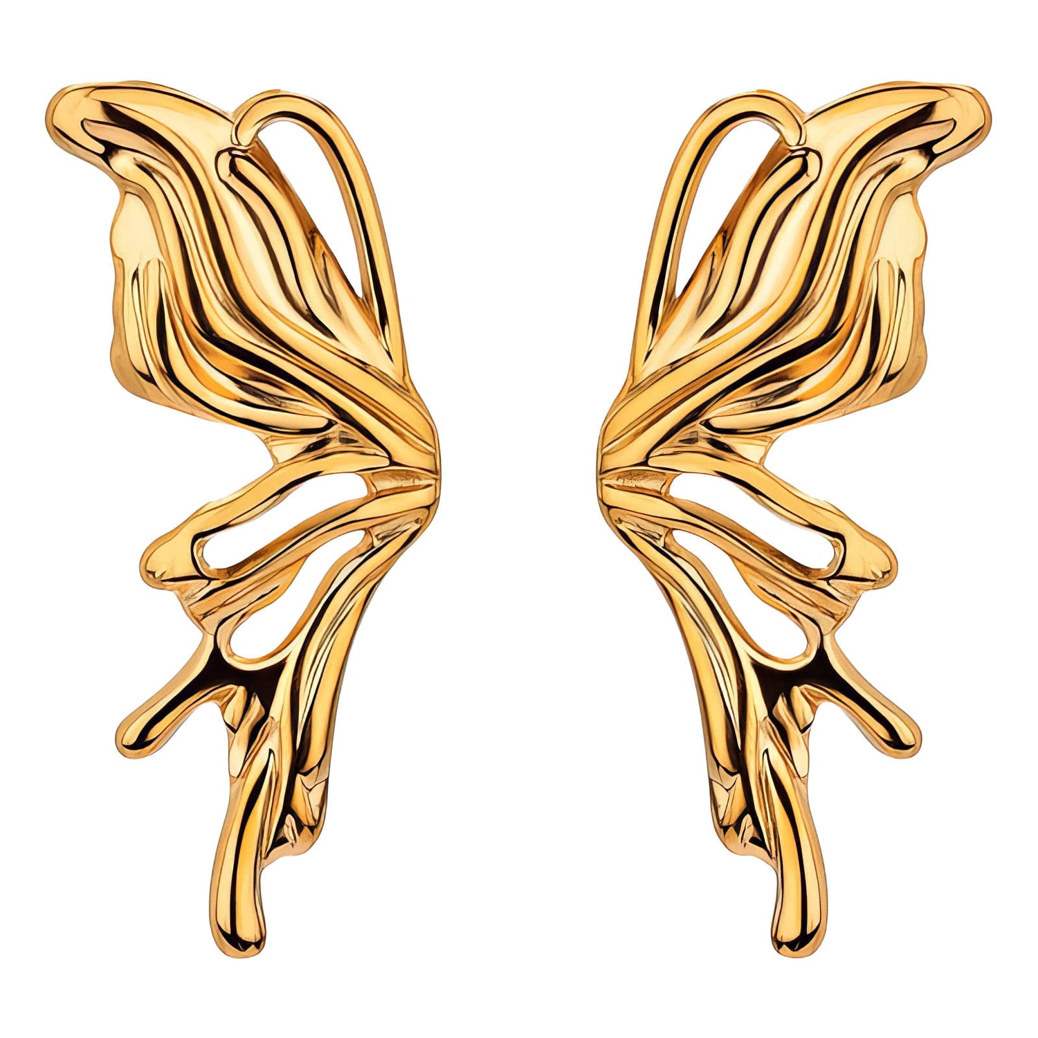 Butterfly Earrings, 18K Gold Plated Steel