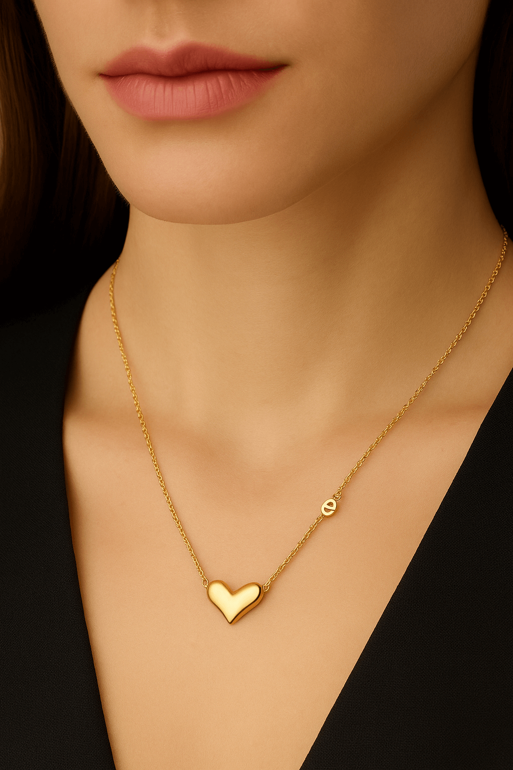 Heart Necklace, 18K Gold Plated Steel