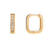 Gold hoop earrings with diamond accents on a white background