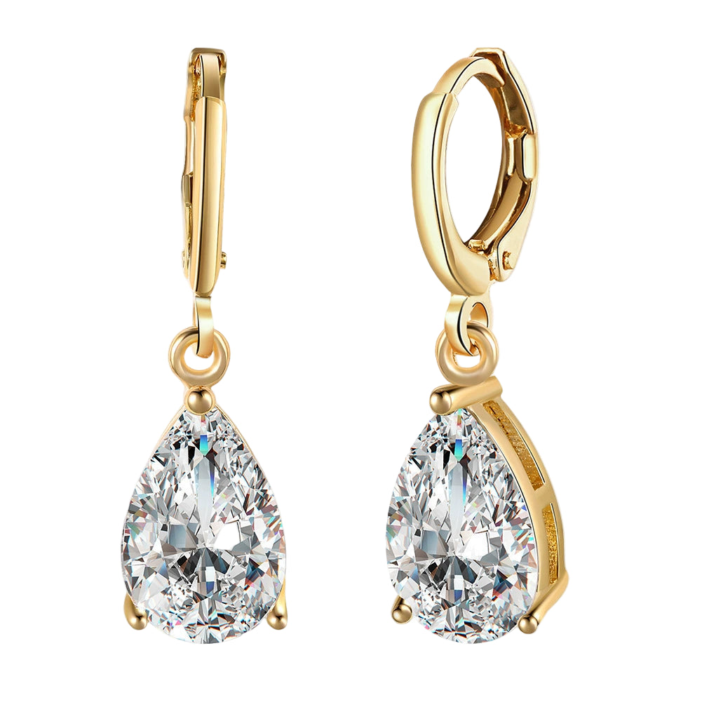 Golden Radiance Teardrop Crystal Earrings