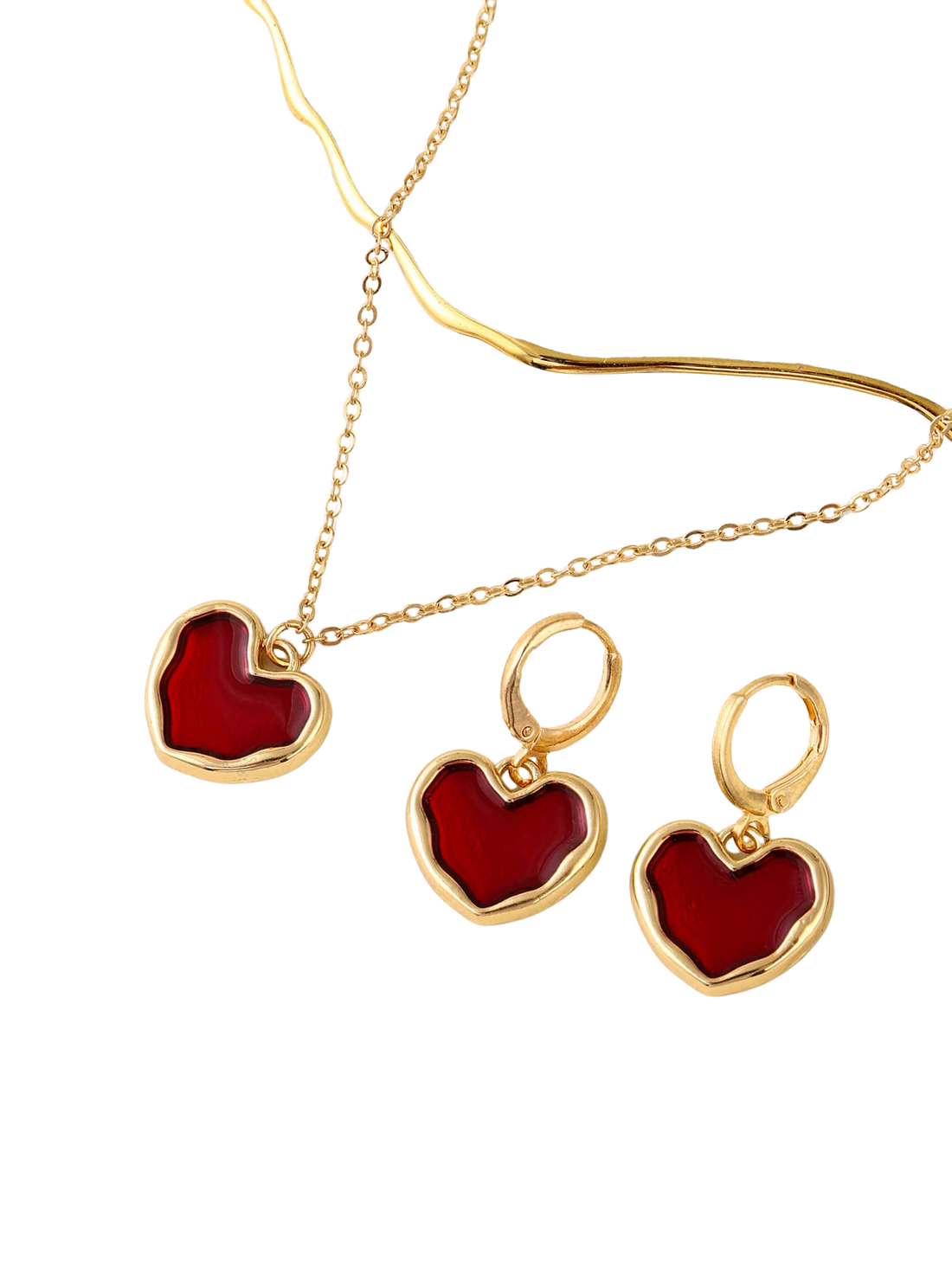 Heart Drop Necklace &amp; Earrings set