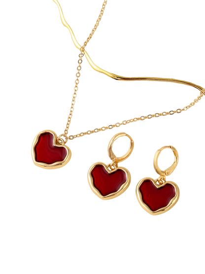 Heart Drop Necklace &amp; Earrings set