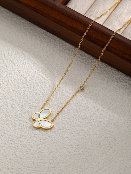 Gold Plated Butterfly Pendant Necklace