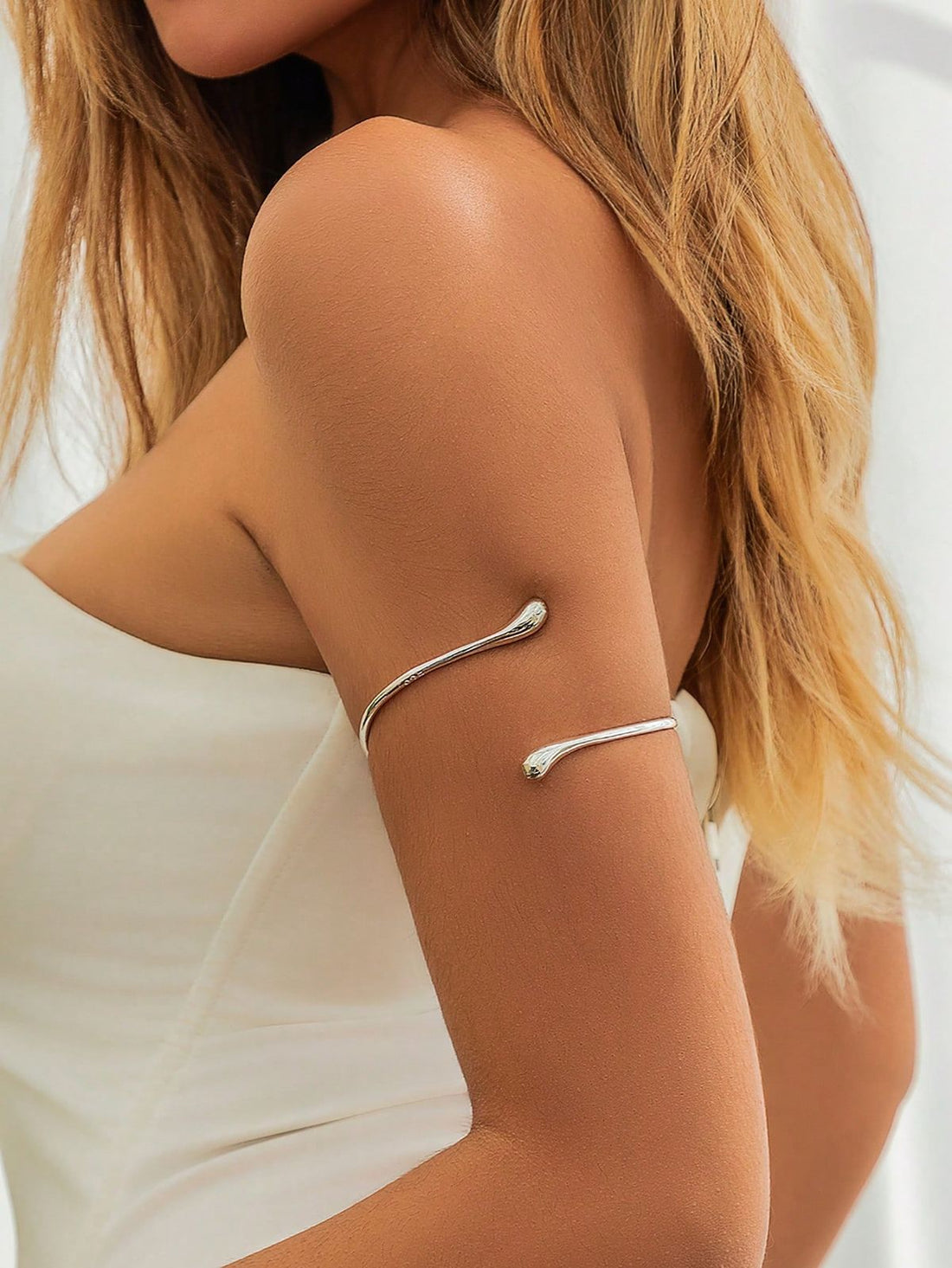 Minimalist Silver Arm Cuff Bracelet for Women