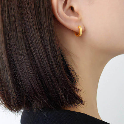 Classic Hoop Earrings, 18K Gold Plated Steel