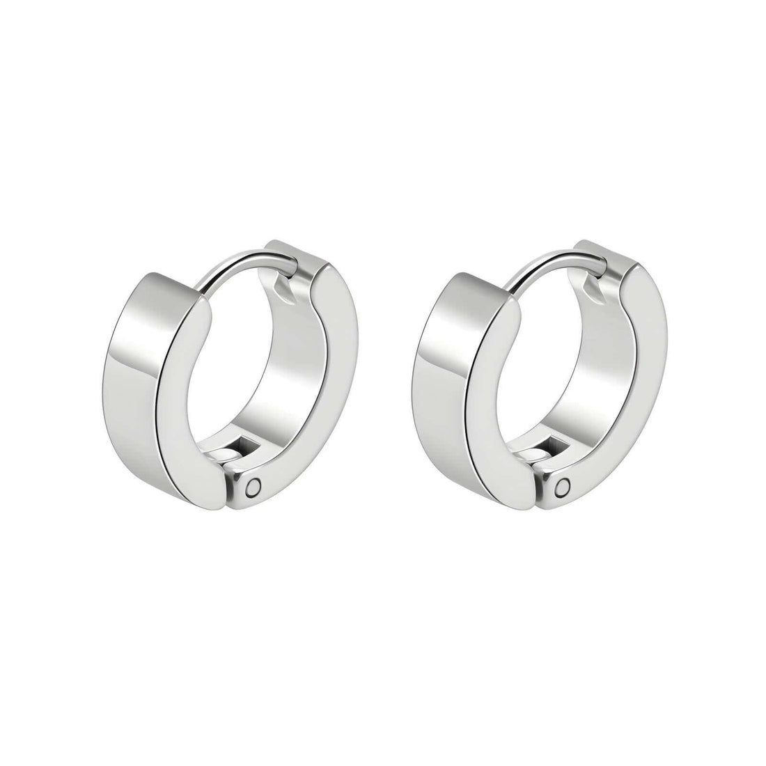 Classic Silver Hoop Earrings, 18K Gold Plated Steel