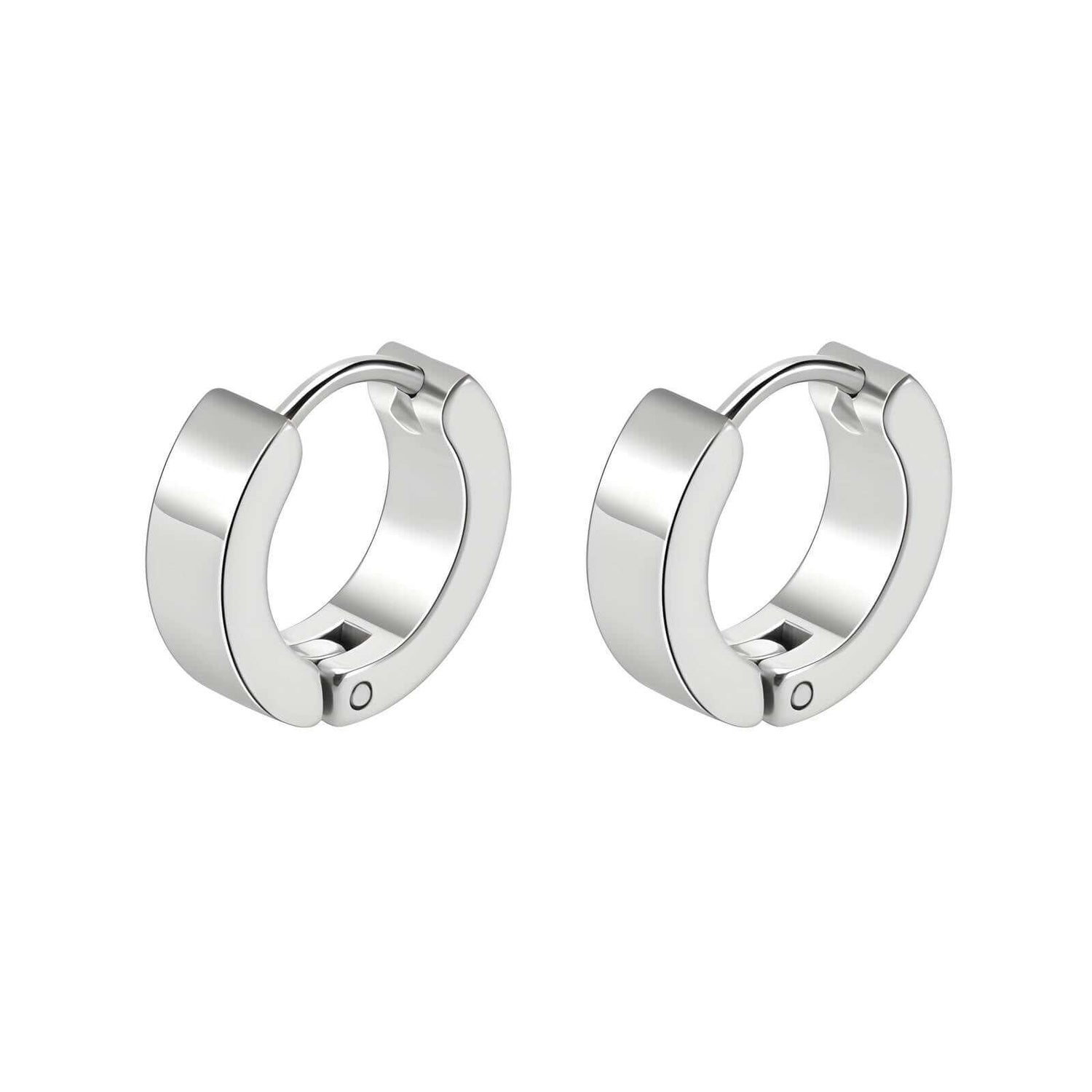 Classic Silver Hoop Earrings, 18K Gold Plated Steel
