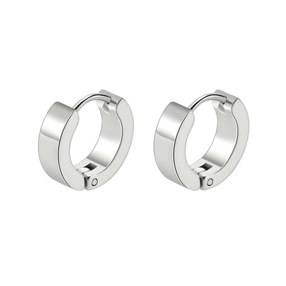 Classic Silver Hoop Earrings, 18K Gold Plated Steel