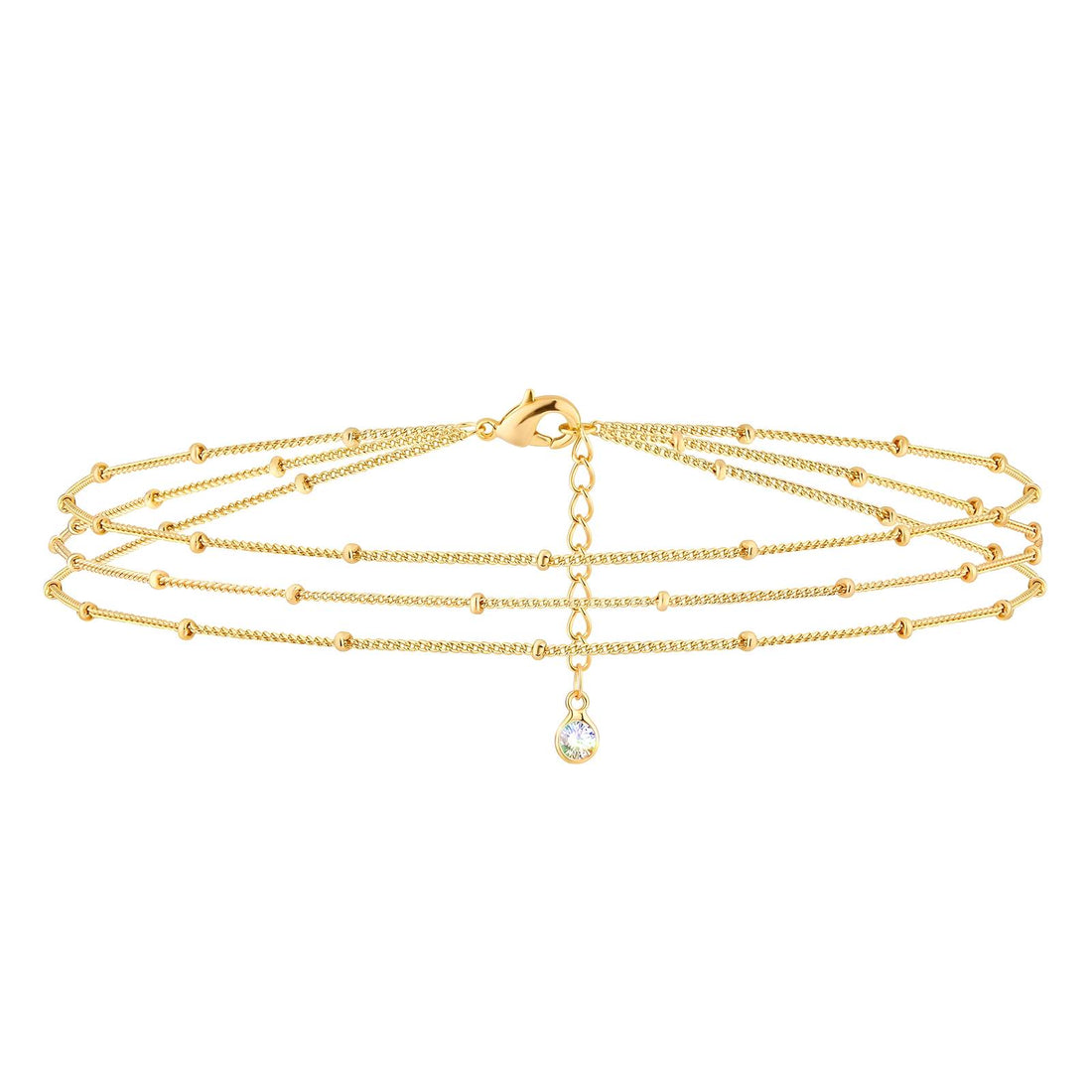 Triple Layer Gold Bracelet – 18K Plated with Crystal back Drop