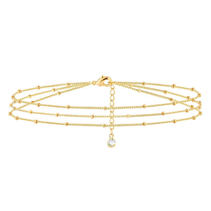 Triple Layer Gold Bracelet – 18K Plated with Crystal back Drop