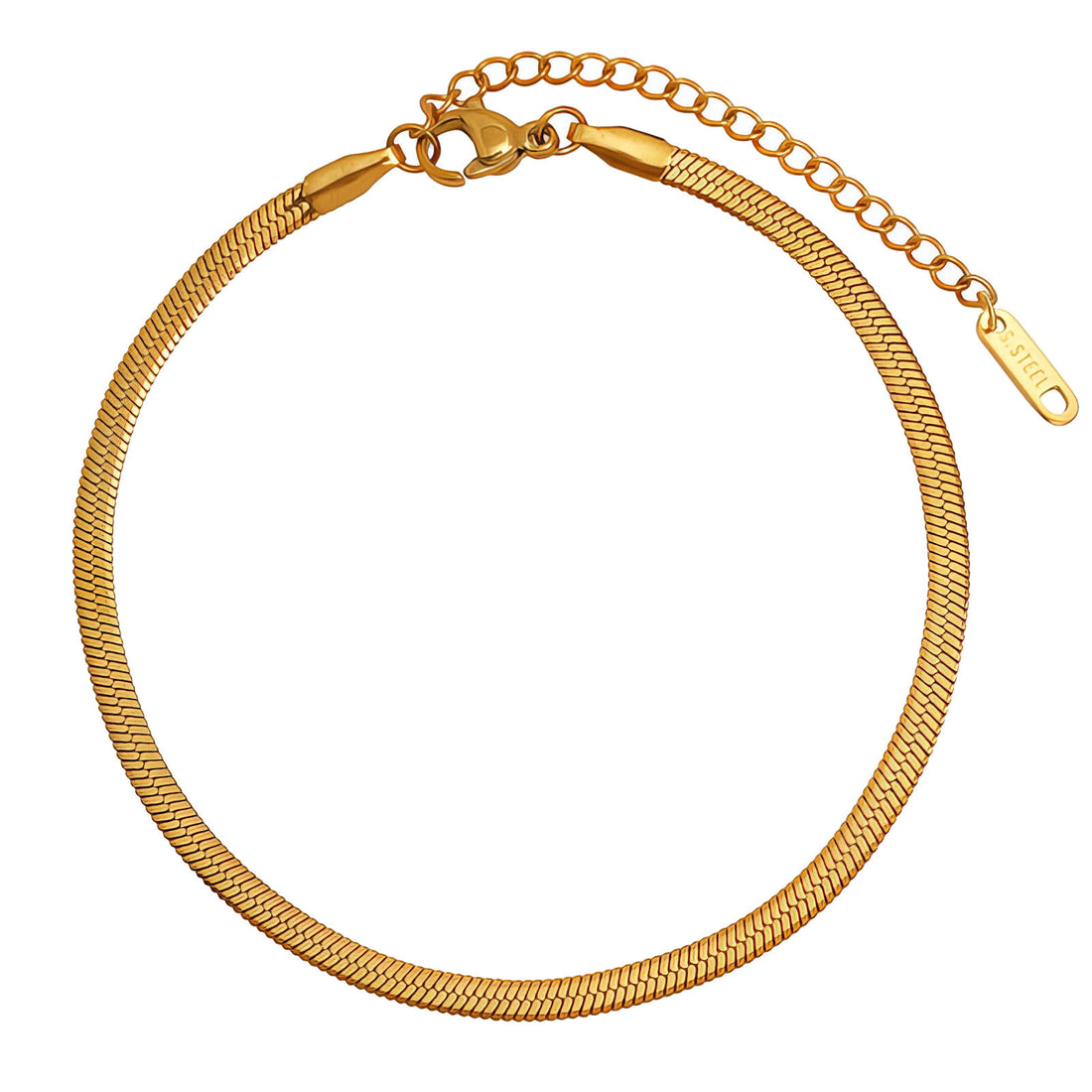 Flat Snake Chain Bracelet – 18K Gold Plated Stainless Steel