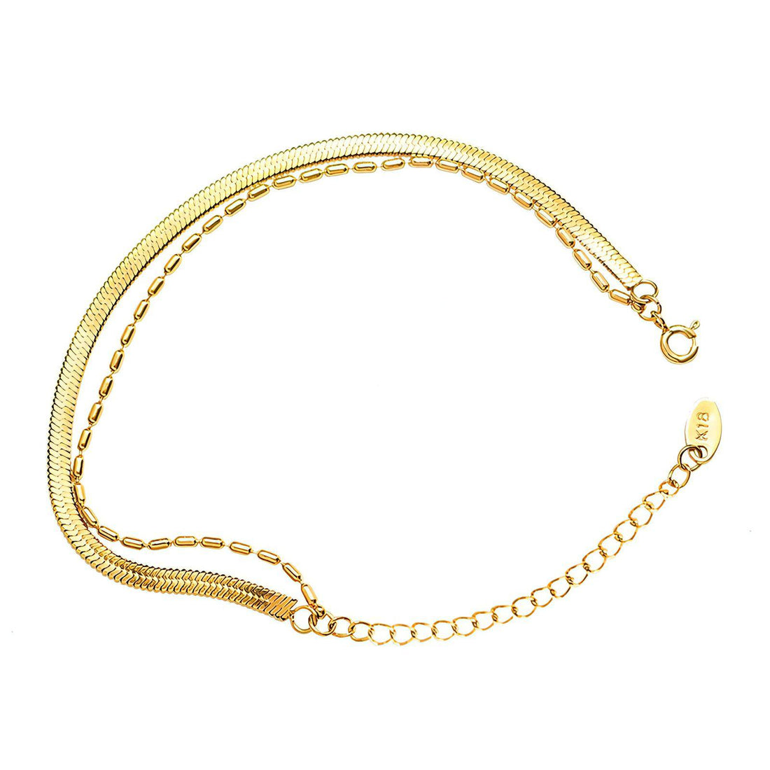 Flat Herringbone Anklet – 18K Gold Plated Steel