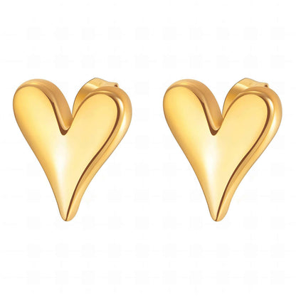 Hearts Earrings, 18K Gold Plated Steel