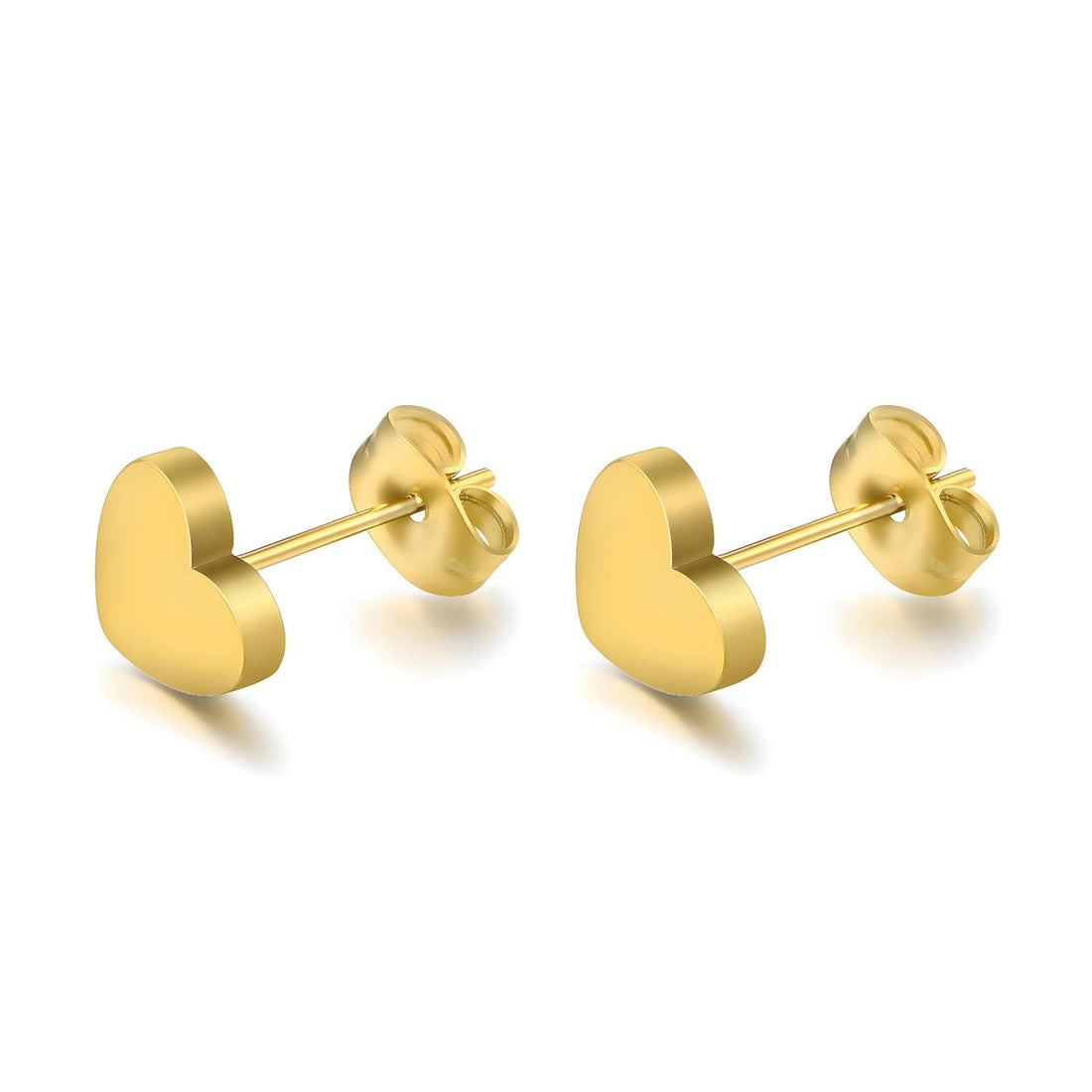 Hearts Stud Earrings, 18K Gold Plated Steel