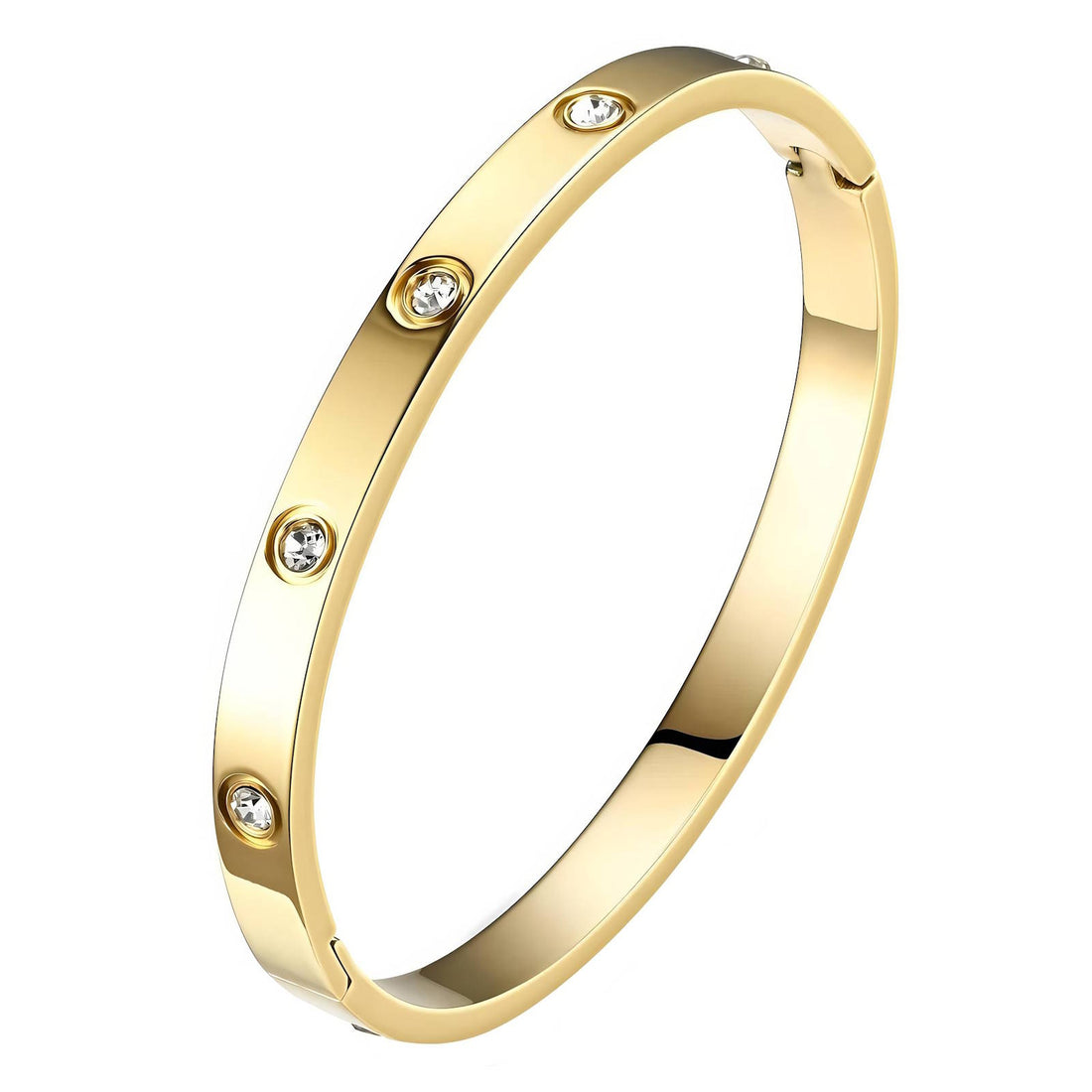 Gold Bangle Bracelet – 18K Plated with Cubic Zirconia