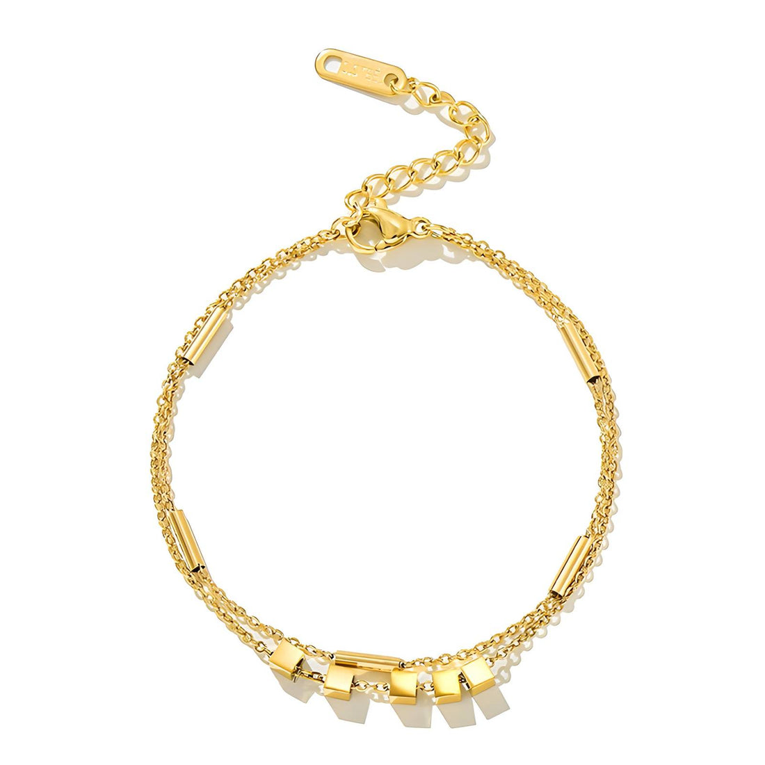 Double Chain Charm Bracelet – 18K Gold Plated Stainless Steel