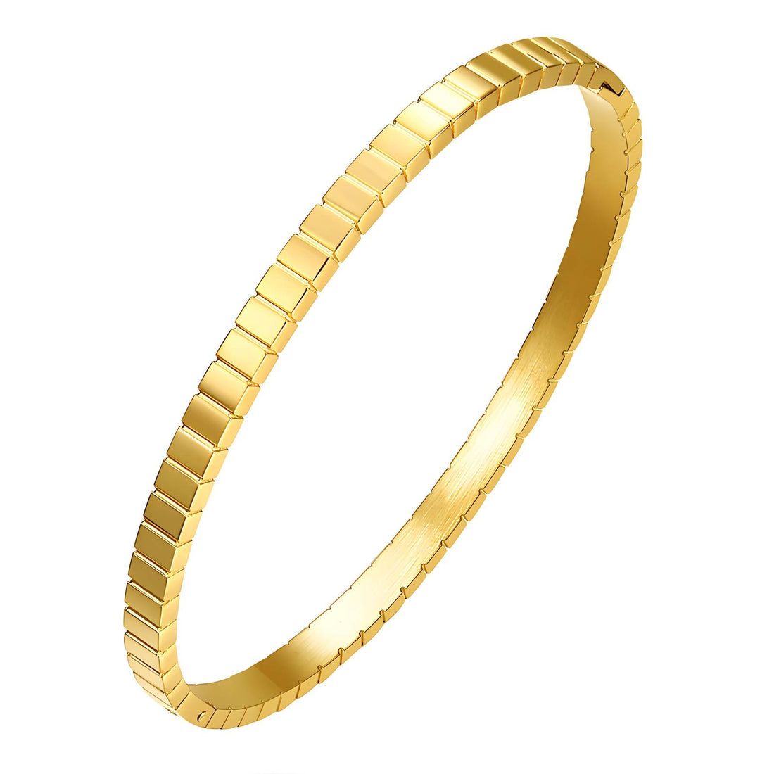 Tile Texture Bangle – 18K Gold Plated Stainless Steel