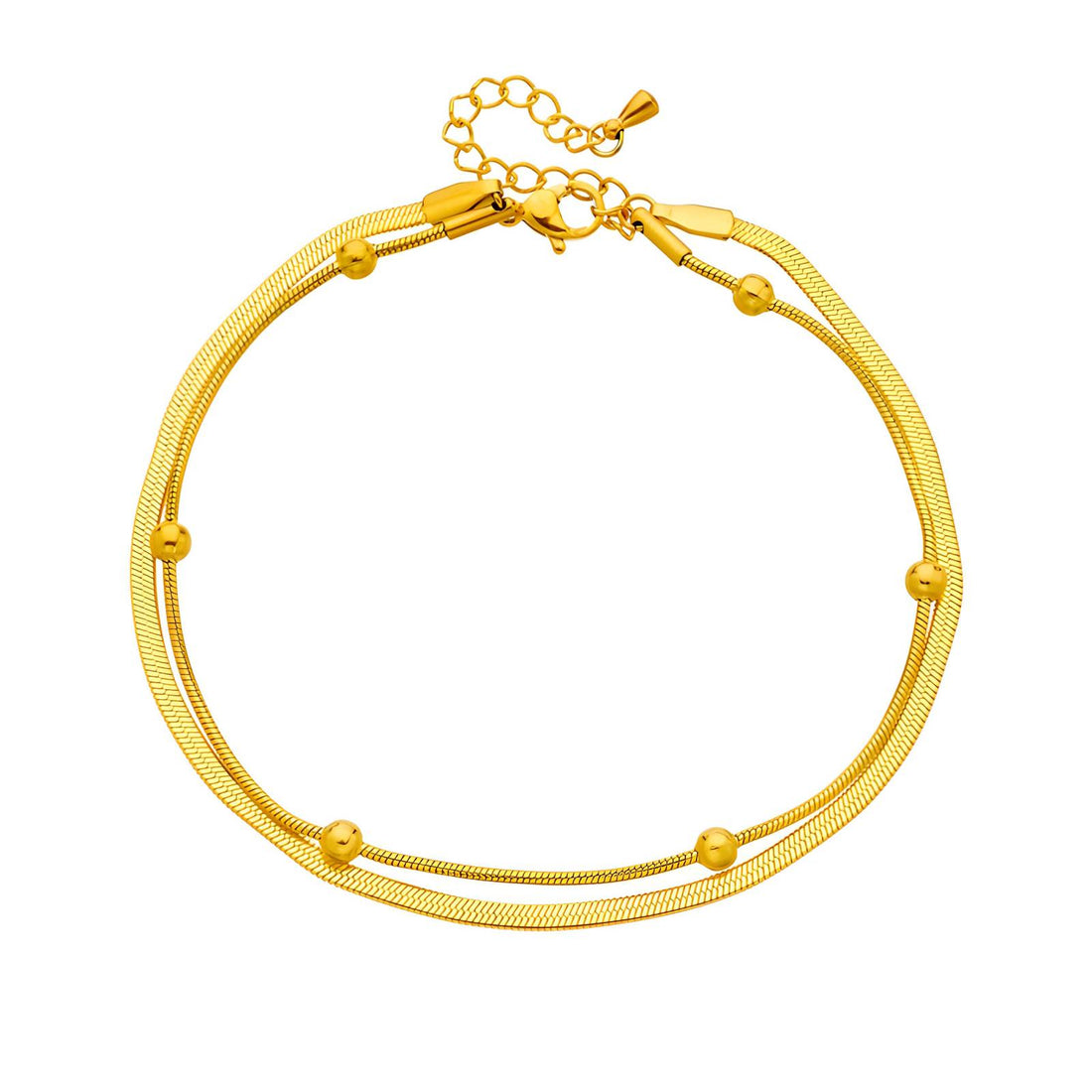 Double-layered snake chain Anklet – 18K Gold Plated Steel