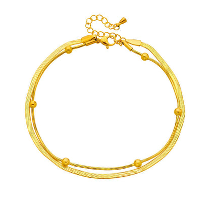 Double-layered snake chain Anklet – 18K Gold Plated Steel