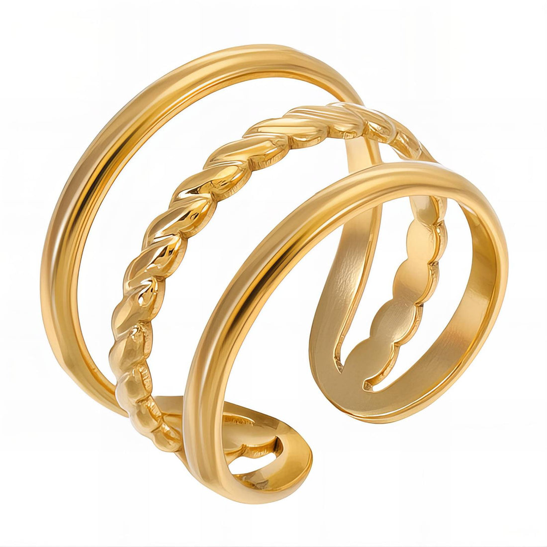 Ring, 18K Gold Plated Steel