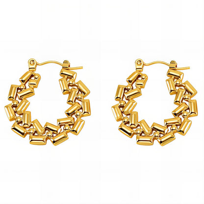 Geometric hoop Earrings, 18K Gold Plated Steel