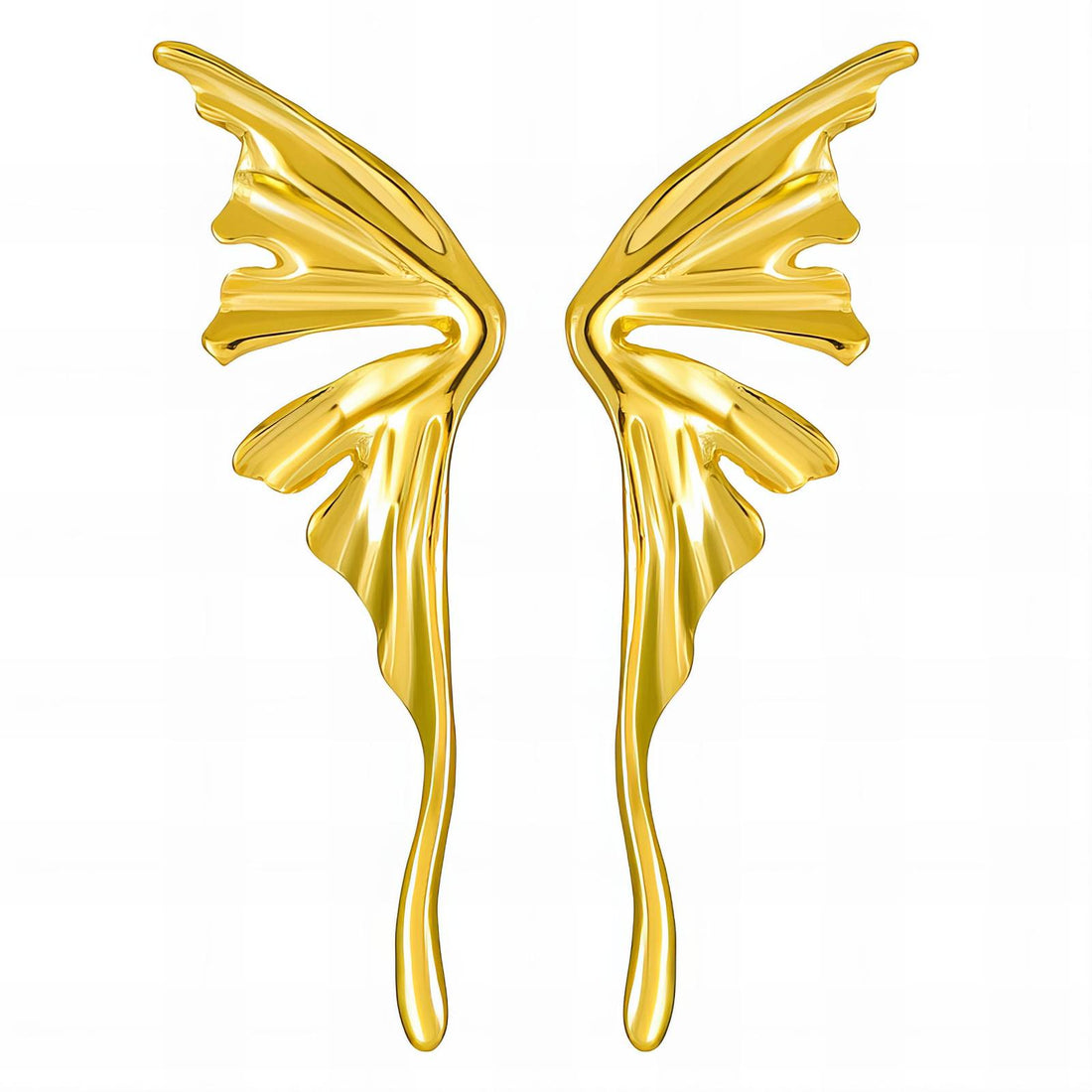 Butterfly Wing Earrings, 18K Gold Plated Steel
