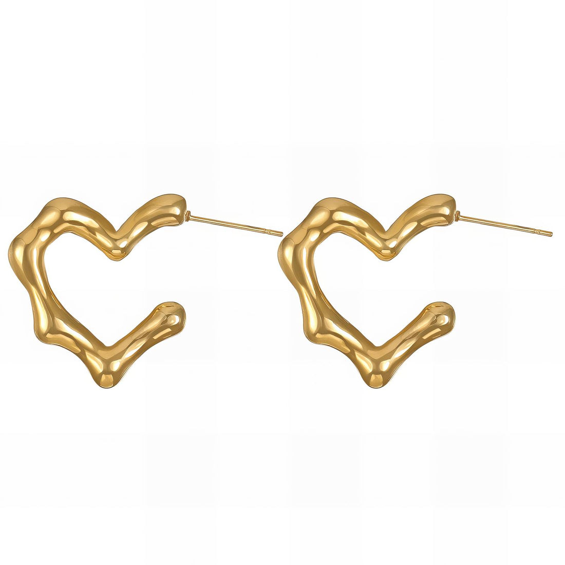 Heart Earrings, 18K Gold Plated Steel