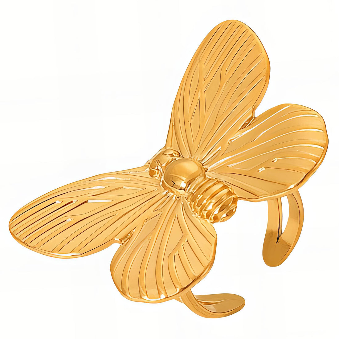 Butterfly Ring, 18K Gold Plated Steel