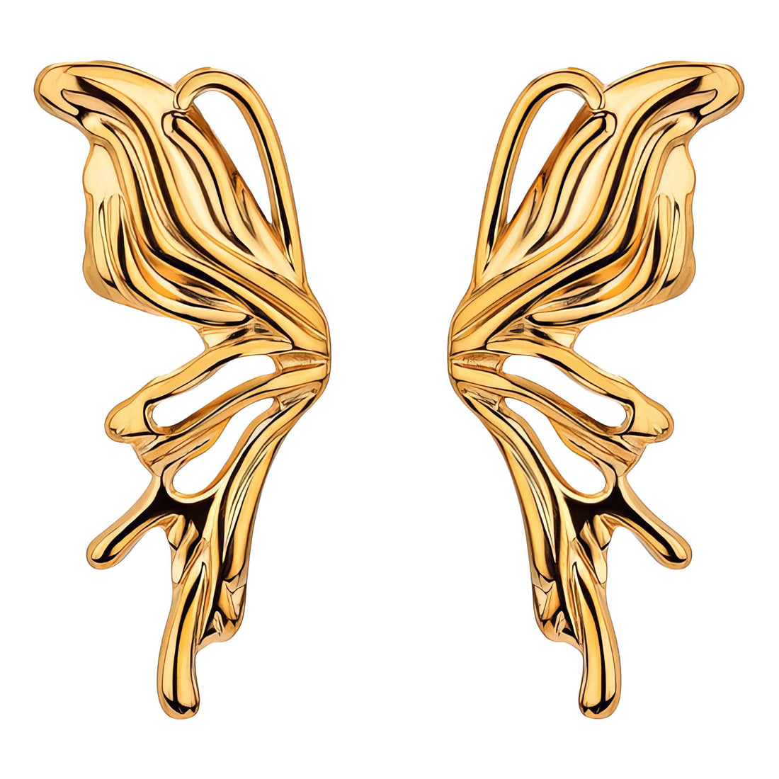 Butterfly Earrings, 18K Gold Plated Steel