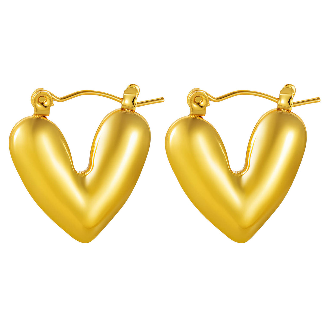 Hearts Earrings, 18K Gold Plated Steel
