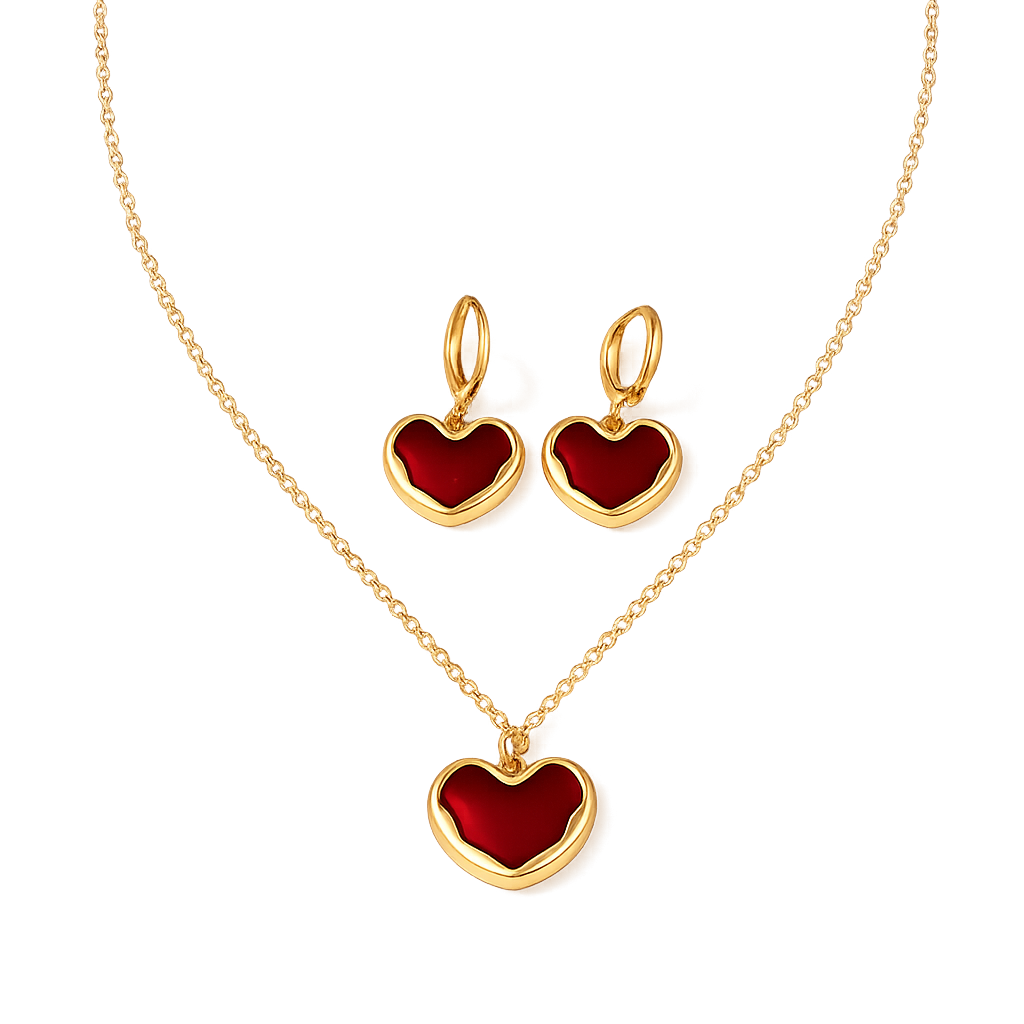 Heart Drop Necklace &amp; Earrings set