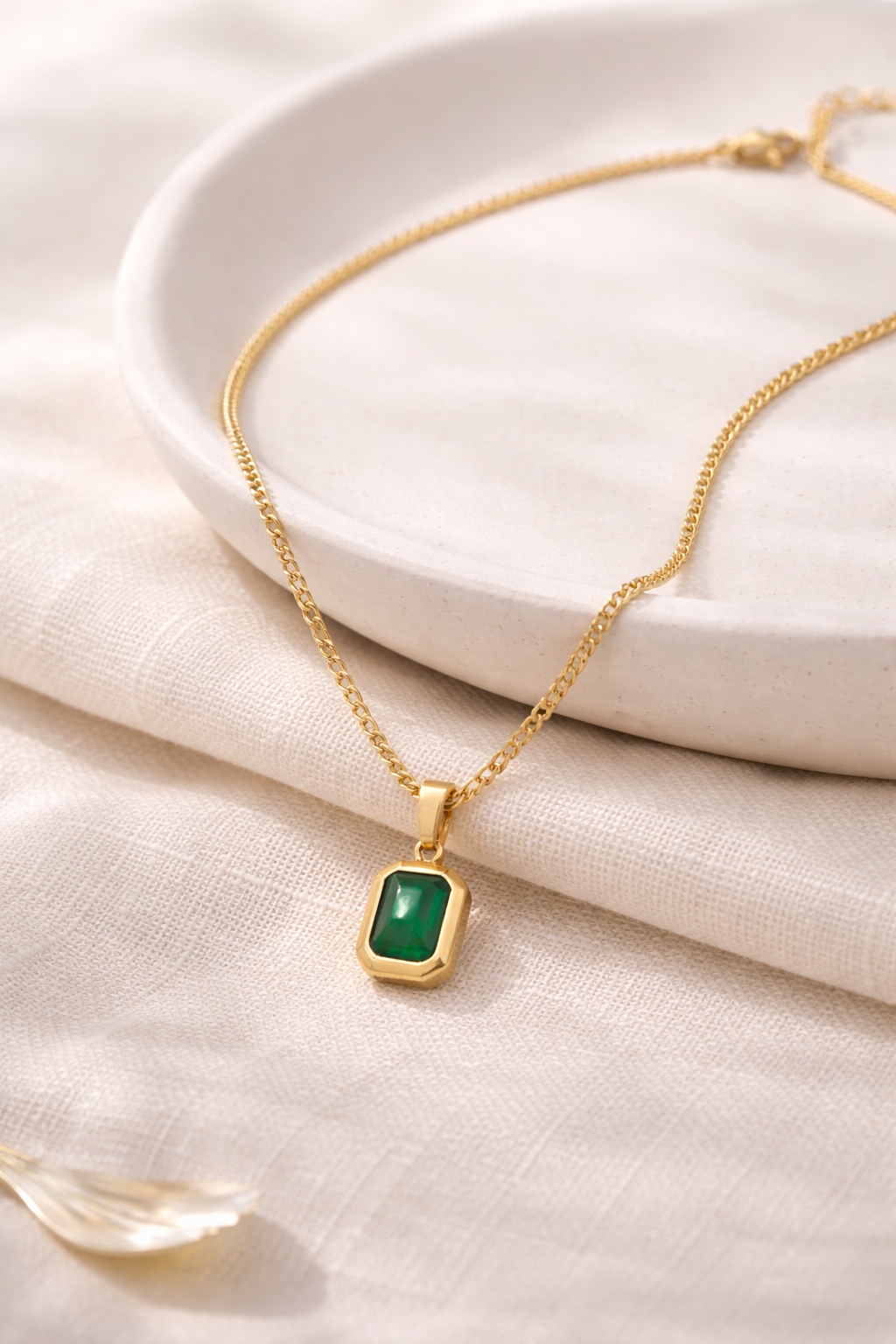 Love Token Emerald Pendant Necklace