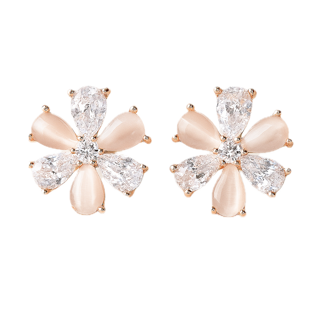 Blush Crystal Flower Stud Earrings