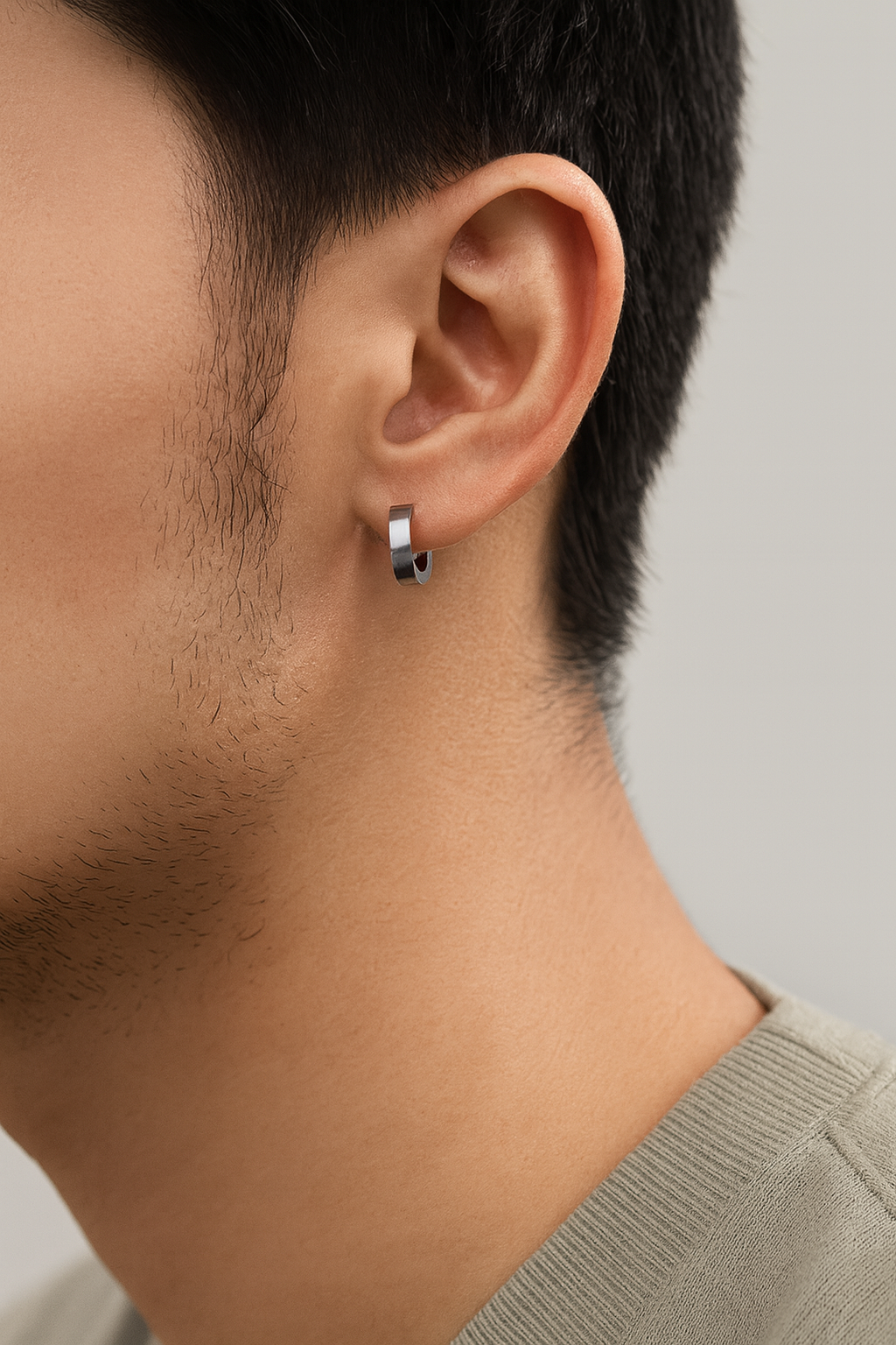 minimalist Silver Stainless Steel Hoop Earring