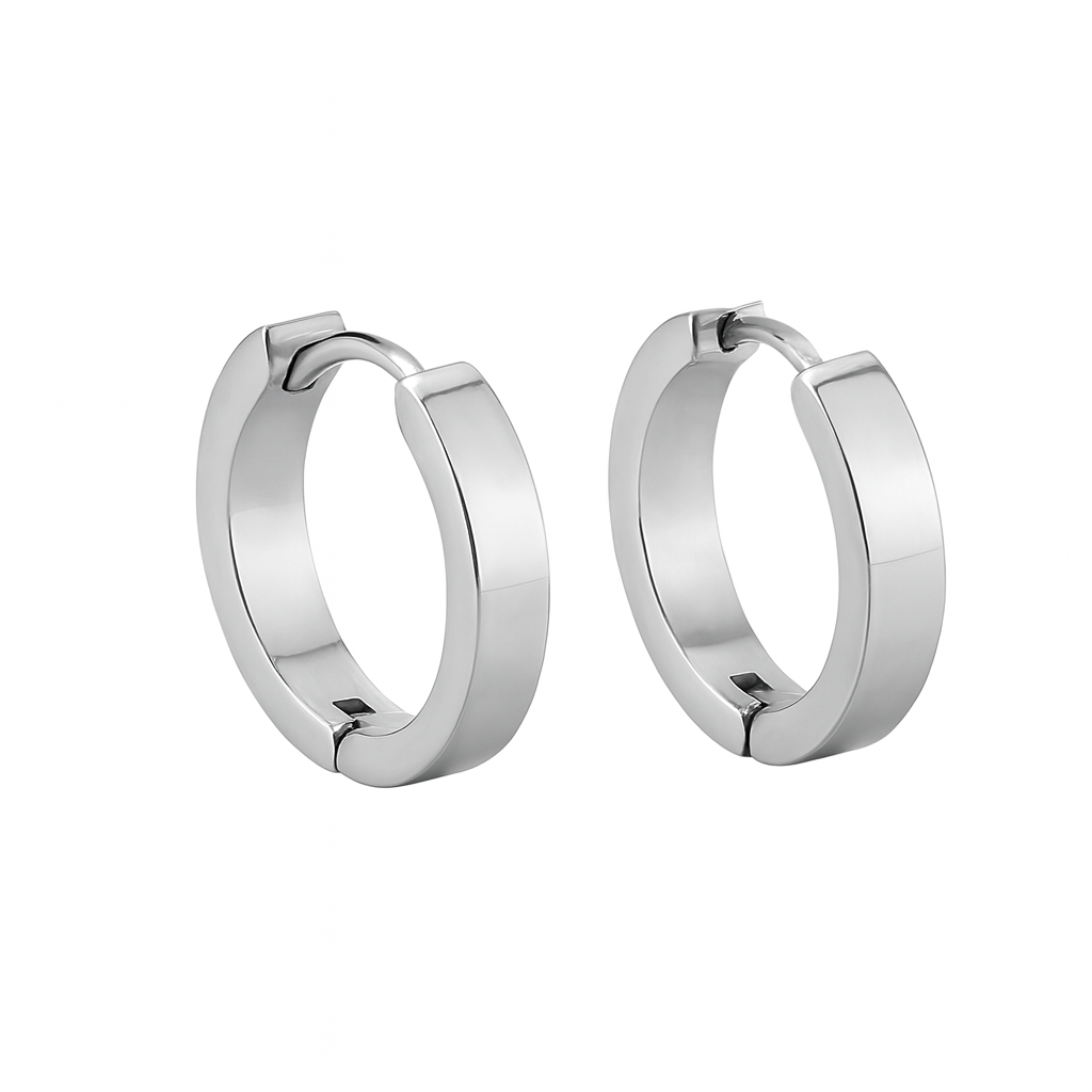 minimalist Silver Stainless Steel Hoop Earring
